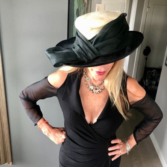 LILLIPUT HATS Accessories - LILLIPUT HAT (OS) with a BOX black and ivory/cream parasisal straw Classic O/S